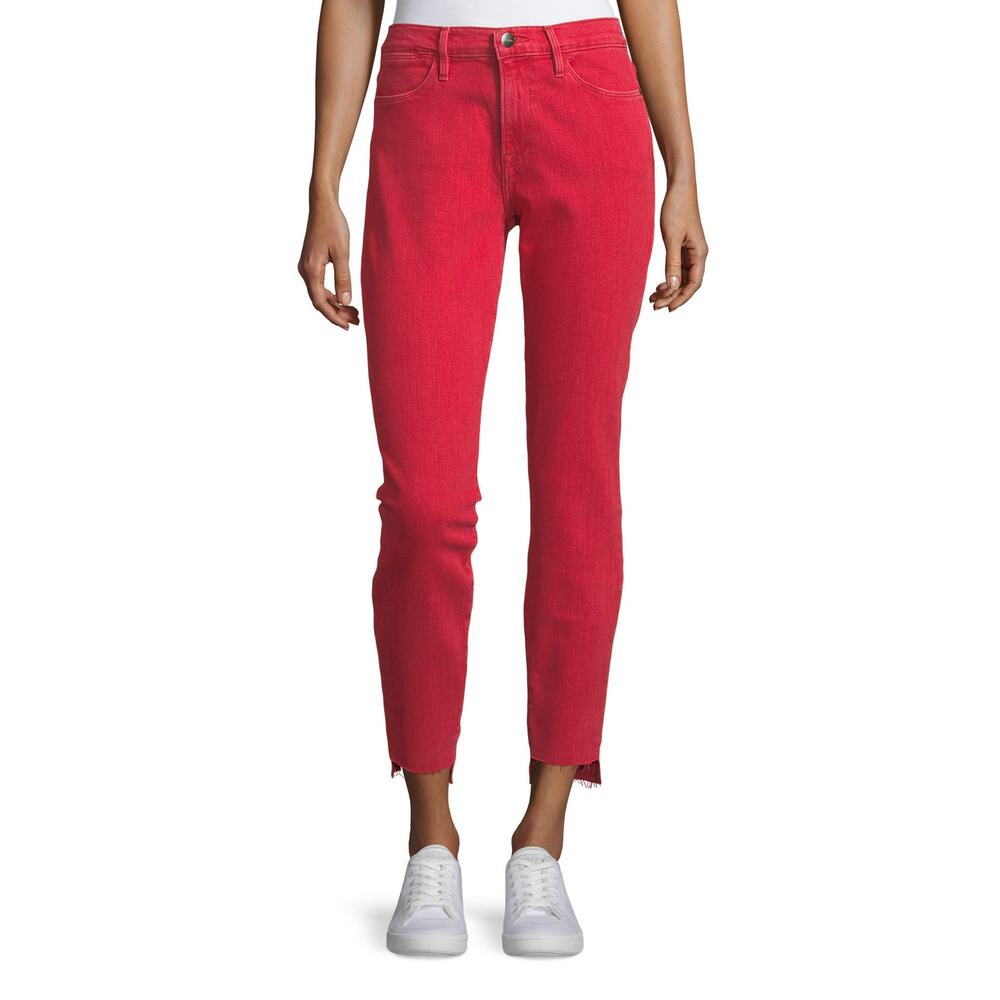 Frame Denim Red Le High Skinny Jeans Size 24 - Raw Stagger Hem
